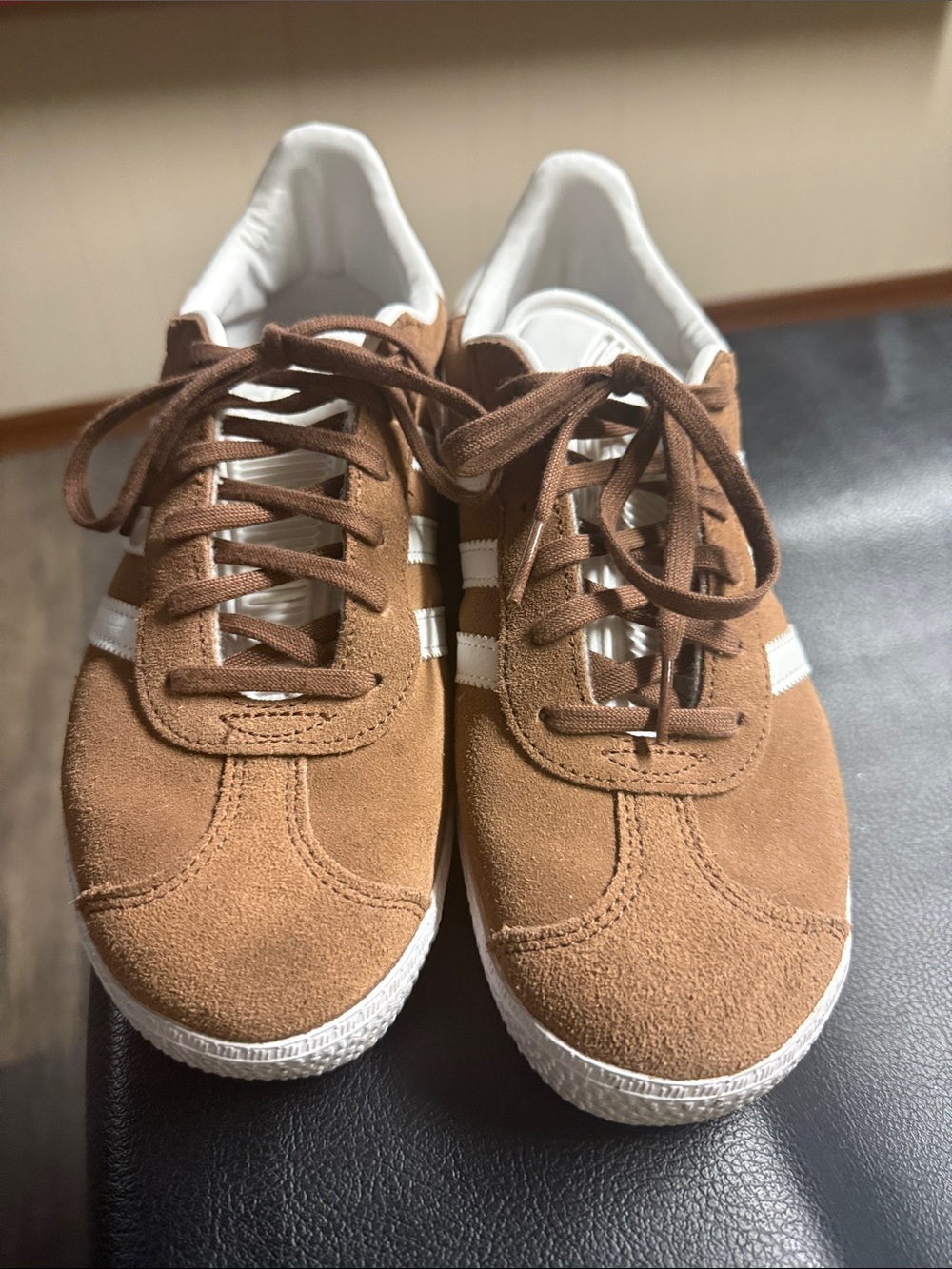 adidas Brown Suede Men's Sneakers with White Stripes